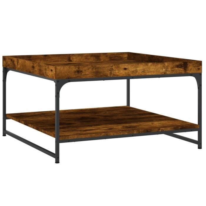 VidaXL Table basse chêne fumé 80x80x45 cm bois d'ingénierie et fer 832815