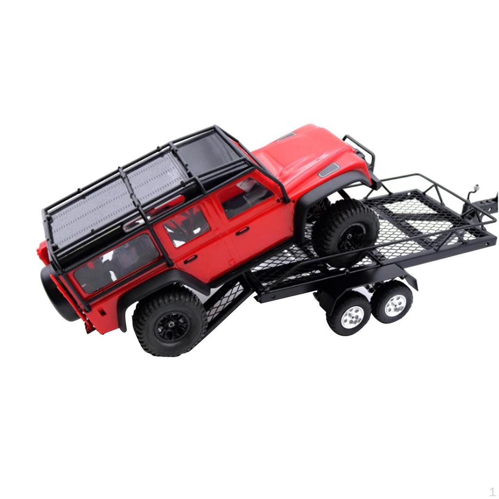 RC Trailer with Hook Hitch Double Axle Accessories Professional High Performance Metal Flatbed
