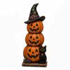 Spooky Wood Haunted House Statue Vintage Stacked Pumpkin Cart Ornament  Shelf Decor