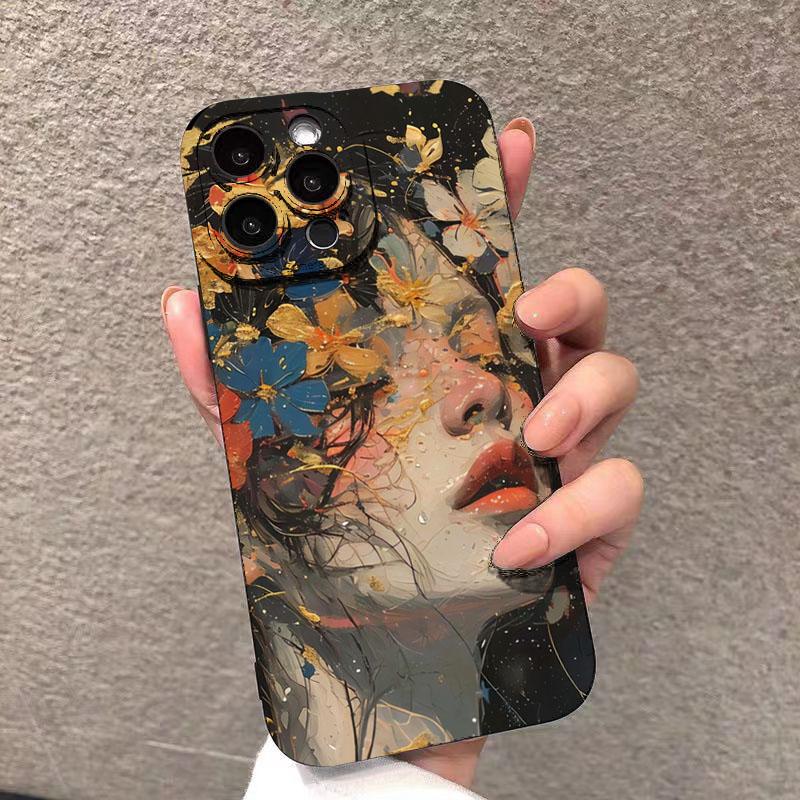 Case For iPhone 17 Cases iPhone 16 Pro Max Case Creative Flower Girl Phone Cover For iPhone 15 14 13 12 11 XS X XR 7 8 Plus 16e