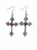 Popular Oversized Rhinestone Cross Earrings - Silver Tone Gothic Punk Fashion