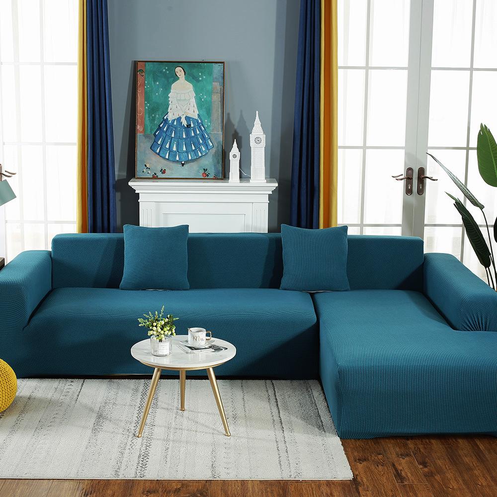 Capa de sofá elástica de veludo de milho de cor sólida, moderna, simples, para sala de estar, sofá simples, almofada integrada para sofá de estimação