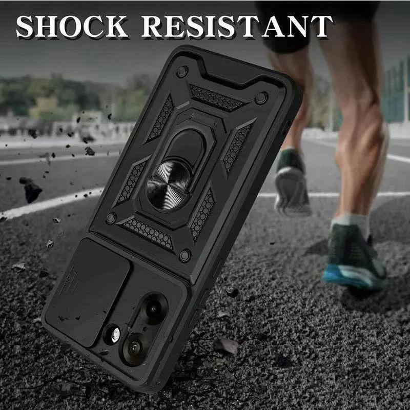 Wytrzymałe etui Armor z przesuwaną osłoną aparatu i pierścieniem magnetycznym obracanym o 360 stopni na PC+TPU dla Oneplus 15 15R, odporne na wstrząsy klasy wojskowej
