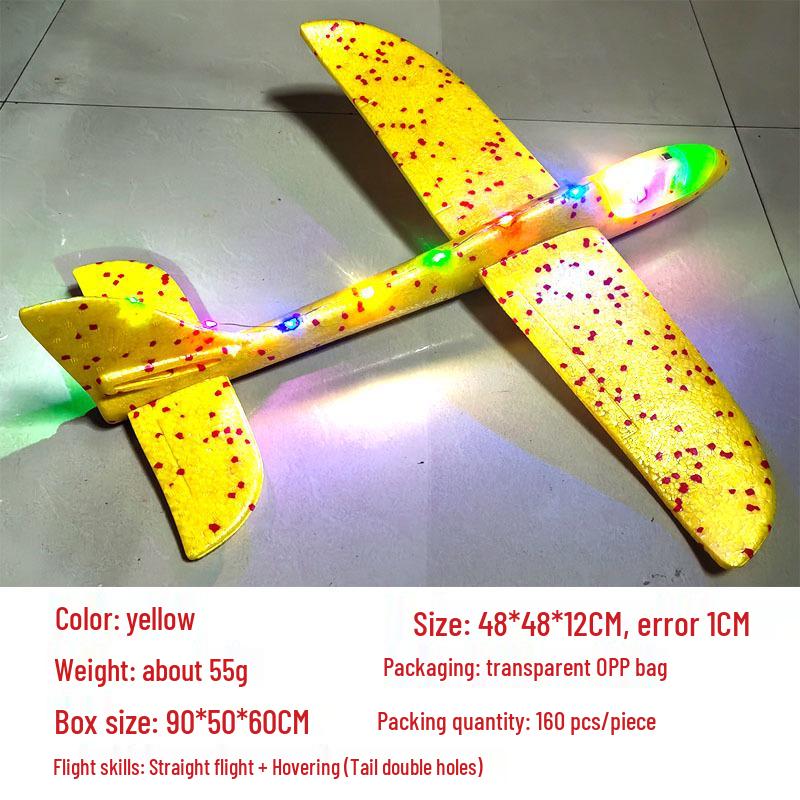Children's 48CM Luminous Foam Glider Toy - Pure White Model for Outdoor Play