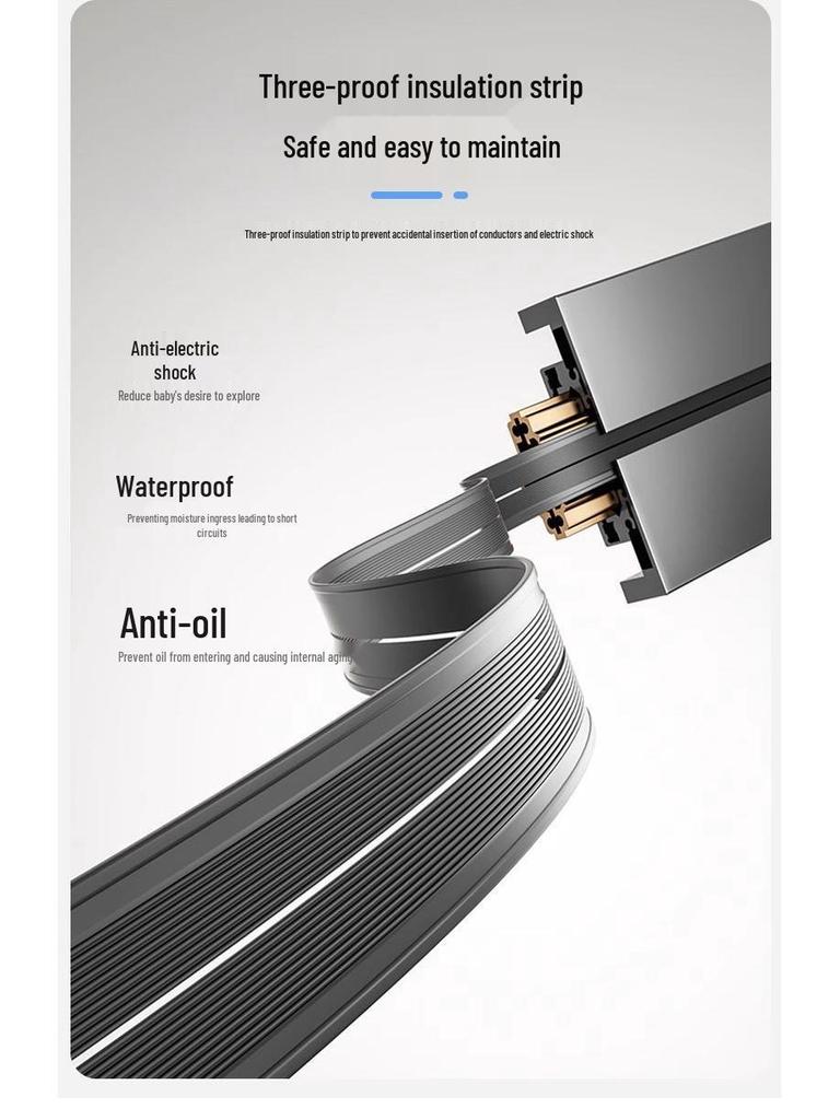 Movable Sliding Track Power Strip with Sensor Light for Kitchen & Dining Room