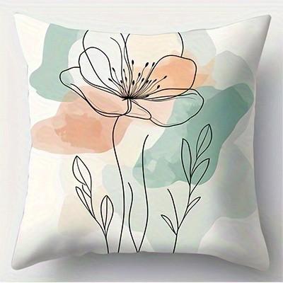 Floral Line Art Pattern Pillow Covers For Decor Pattern Cushion Cover Suitable For Sofa Bedroom Car Pillow Cover
