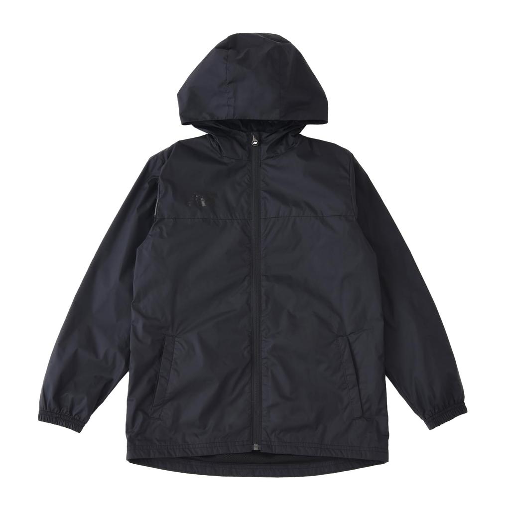 New Balance Kids Junior Wind Jacket with Mesh Lining Kids Soccer Water Repellent ABJ45272 BK (ABJ45272) (Black)