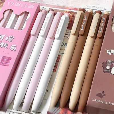 4 stuks/set schattige uitwisbare gelpen kawaii cartoon kat schrijfblok pen voor studenten 0,5 mm zwarte inkt uitwisbare pen voor kantoorbenodigdheden