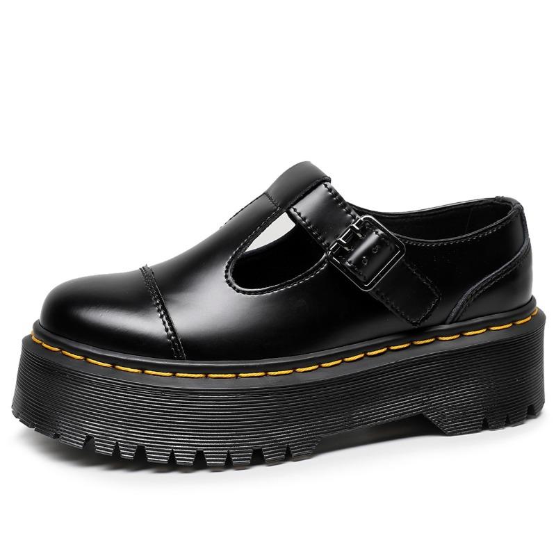 

Thick-soled lettering with Mary Jane women s shoes ethan leather low-top Martin shoes fashion student muffin bottom 34 чёрный