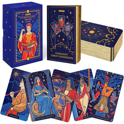Wyspell Starlight Tarot Deck with Guidebook Unique Tarot Card Deck for Beginners Modern Fortune Cards - - (Blue)