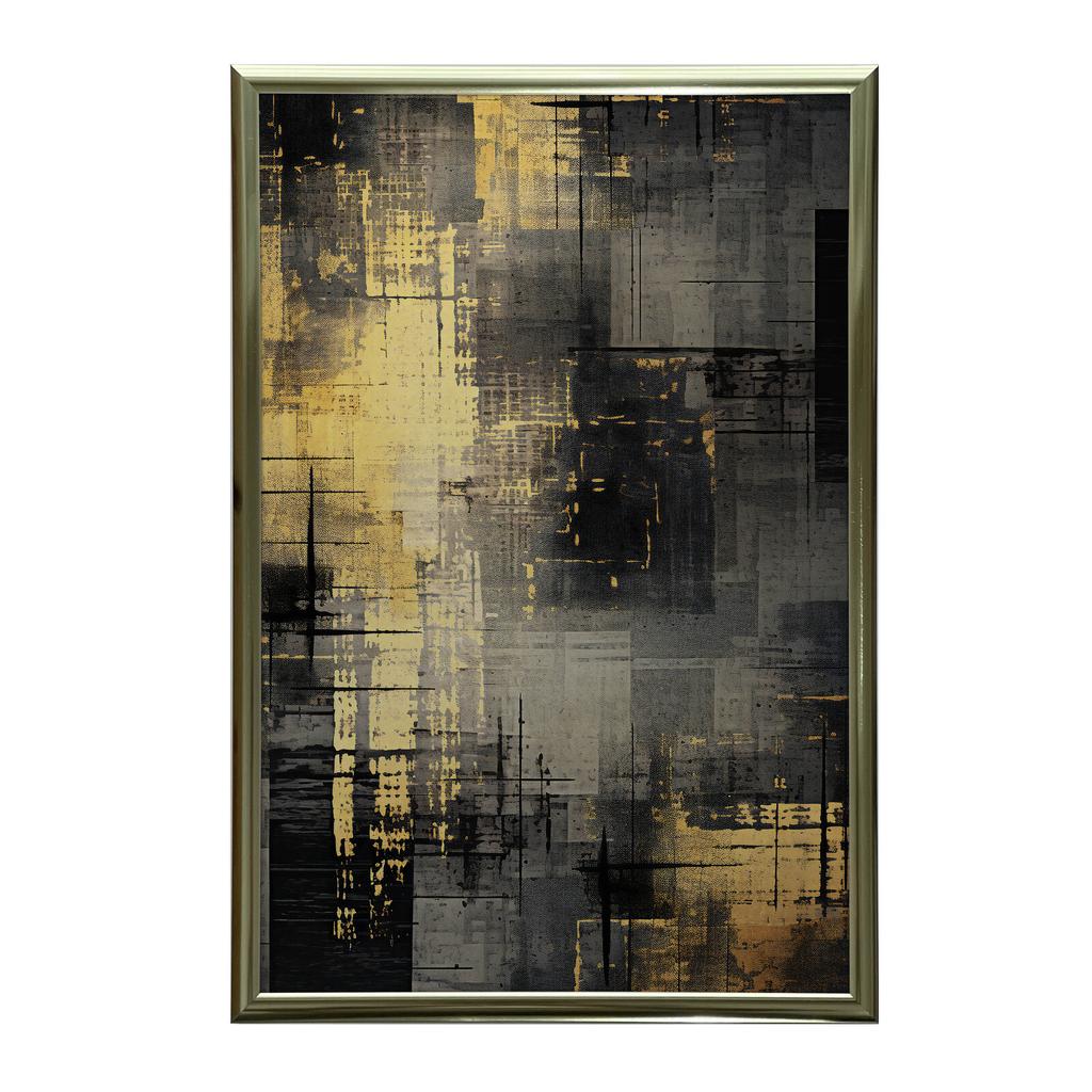 Industrial Minimalism: Shades of Silver and Gold Industrial Minimalism: Shades of Silver and Gold, 50X70 Cm, Gold Aluminum Frame, Matte Paper 230