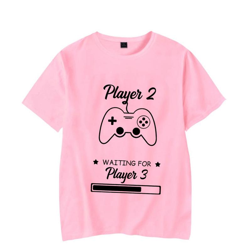 Couple Matching T-Shirt Funny Game Player Shirts Short Sleeve Loose Women Men Tshirt Pregnancy Announcement Tops