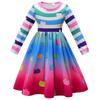 Kids Girls Cartoon Printed Long Sleeves O Neck Casual Dress Halloween Cosplay Costumes