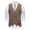 England Style Men's Suit Vests Fake Two Pieces Business Casual Waistcoats Vintage Mens Formal Dress Vest