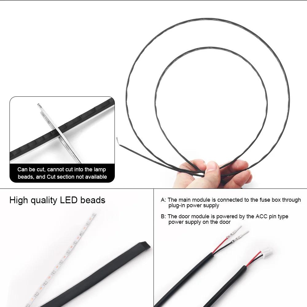 LED Symphony Ambient Lights RGBIC Car Interior Decor Light Strip App Control Music Sync Light Strip Decorations Atmosphere Lamp
