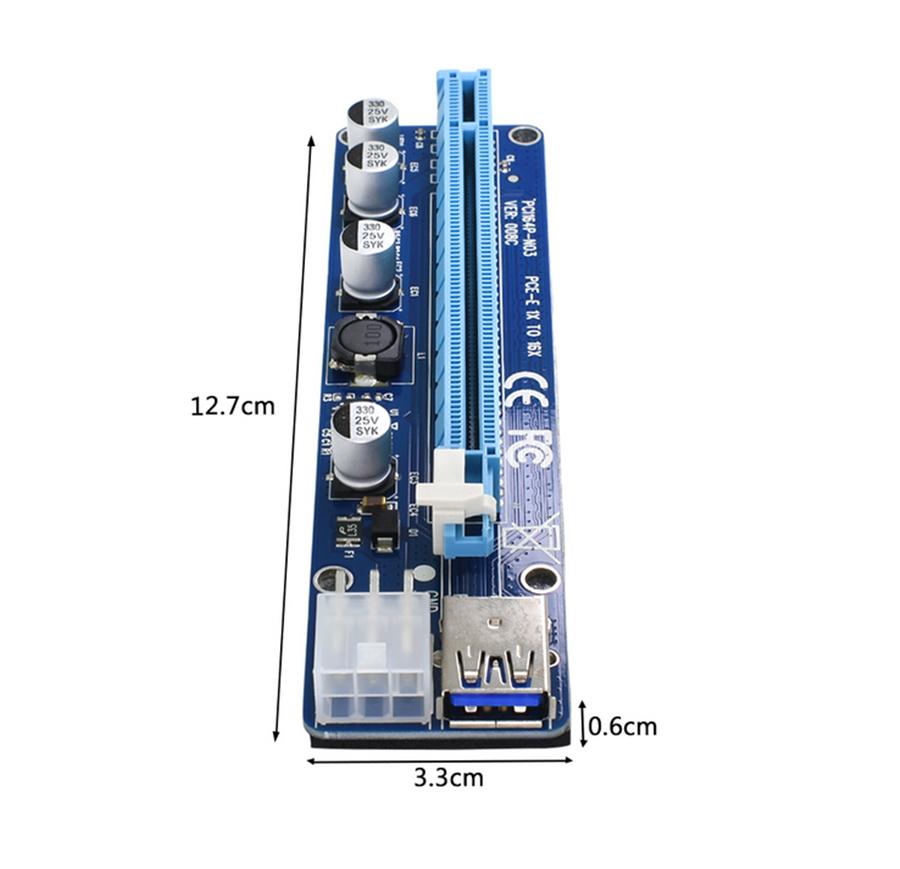 5 Sets 60CM Ver008C PCI-E Riser Card PCI-E 1X To 16X Power Cable USB 3.0 Cable