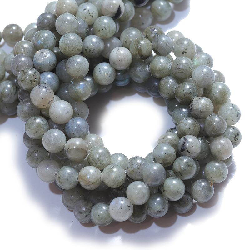 Gray Labradorite Stone Natural Moonstone Round Beads 15"Strand Smooth Loose Spacer Beads 4/6/8/10/12mm for Jewelry Making DIY Bracelets Accessories