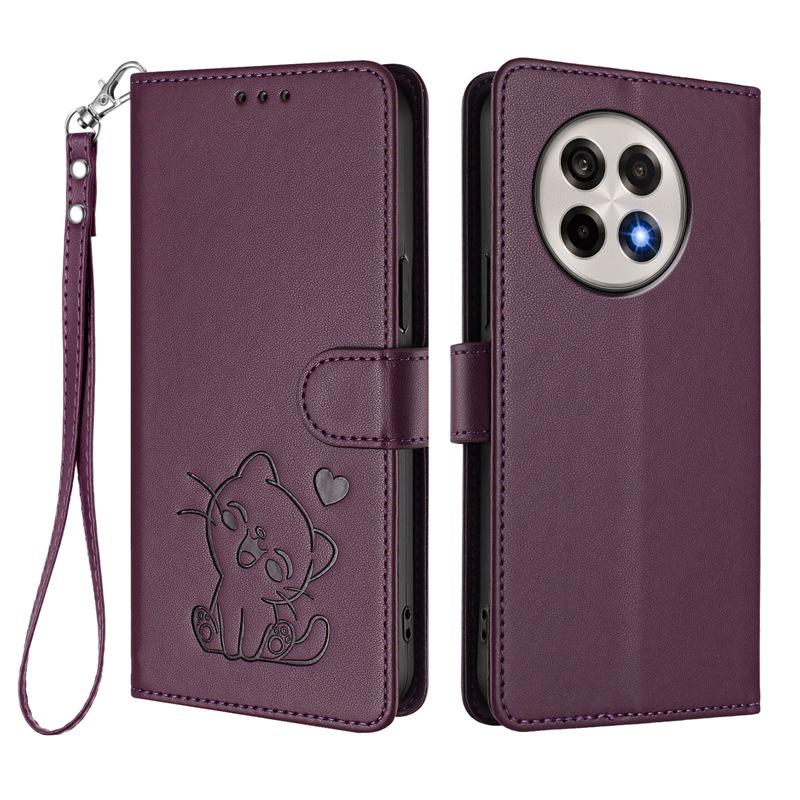 Suitable for Huawei P80 PRO Protective Case with Heart-shaped Cat Design, Honor 400 Pro Flip Cover with Card Slot Leather Case