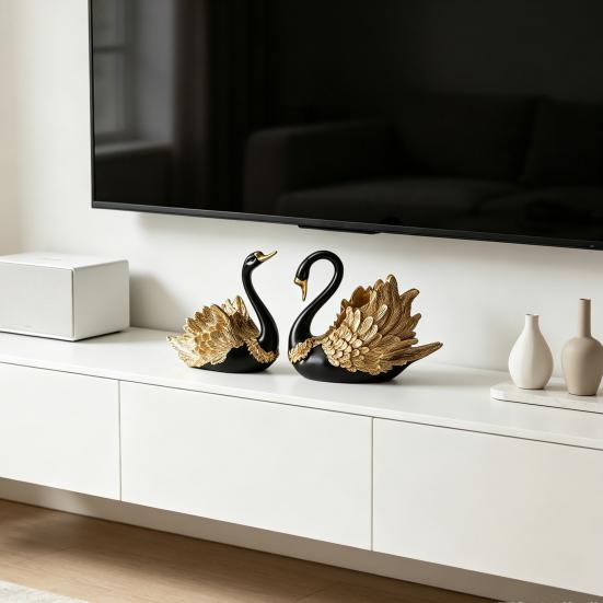 2Pcs Swan Wine Bottle Holder, Countertop Wine Display Stand, Swan Statue Wine Bottle Stand for Kitchen Bar, Wine Rack Decoration for Women Wine Lovers