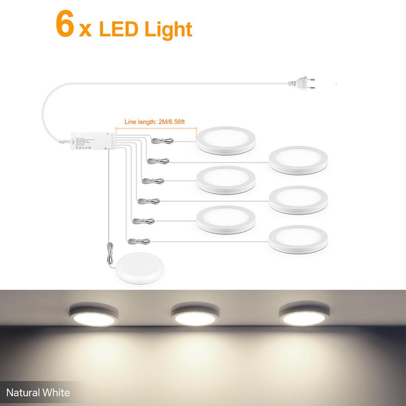 Ultradünne 5W LED Deckenpaneelleuchten Dimmbar Touchsensor Schrankleuchte für Schrank, Ausstellungsregal, Schrank