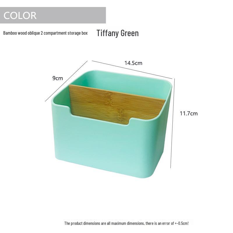 

Multifunctional Bamboo & Wood Storage Box: Dividers for Stationery, Makeup, Remote Controls; Partitions Removable.