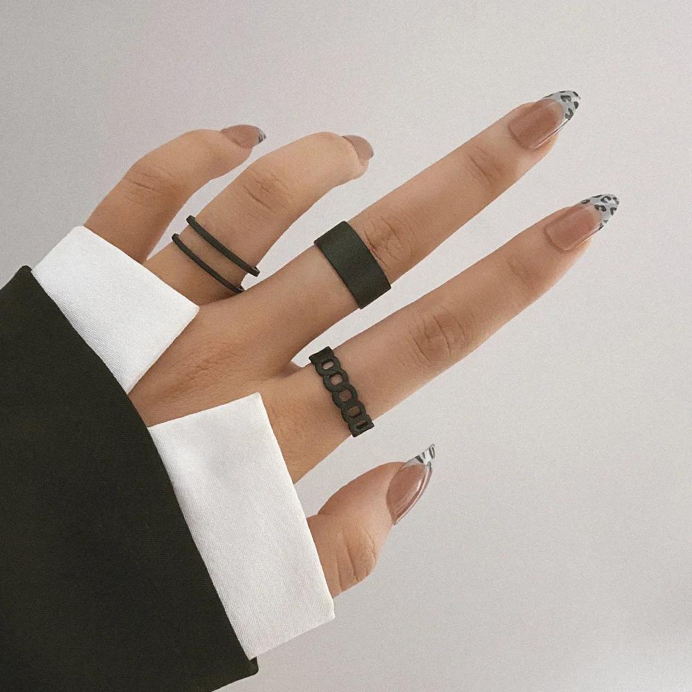 3Pcs Vintage Punk Moon Stars Rings for Women Retro Silver Color Geometric Sun Opening Knuckle Unisex Trendy Finger Ring Jewelry