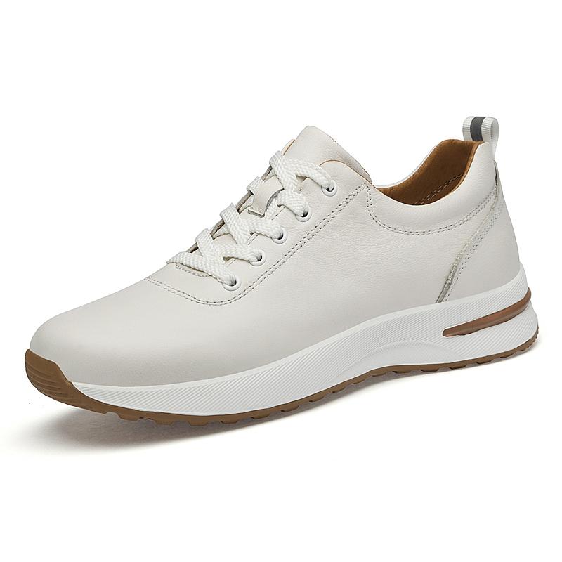 

Fashion Genuine Leather Casual Shoes for Men New Lace-up Sneakers Versatile Male Skateboard Footwear Breathable Sports Shoes Trainers 45 белый
