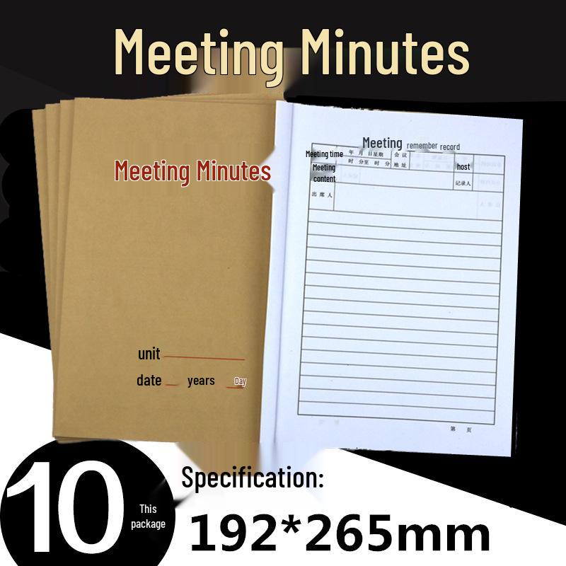 Premium Kraft Paper Meeting Minutes Notebook Set, 16k Size, 10-Pack - Free Shipping Included 32 pages per book, 10 books