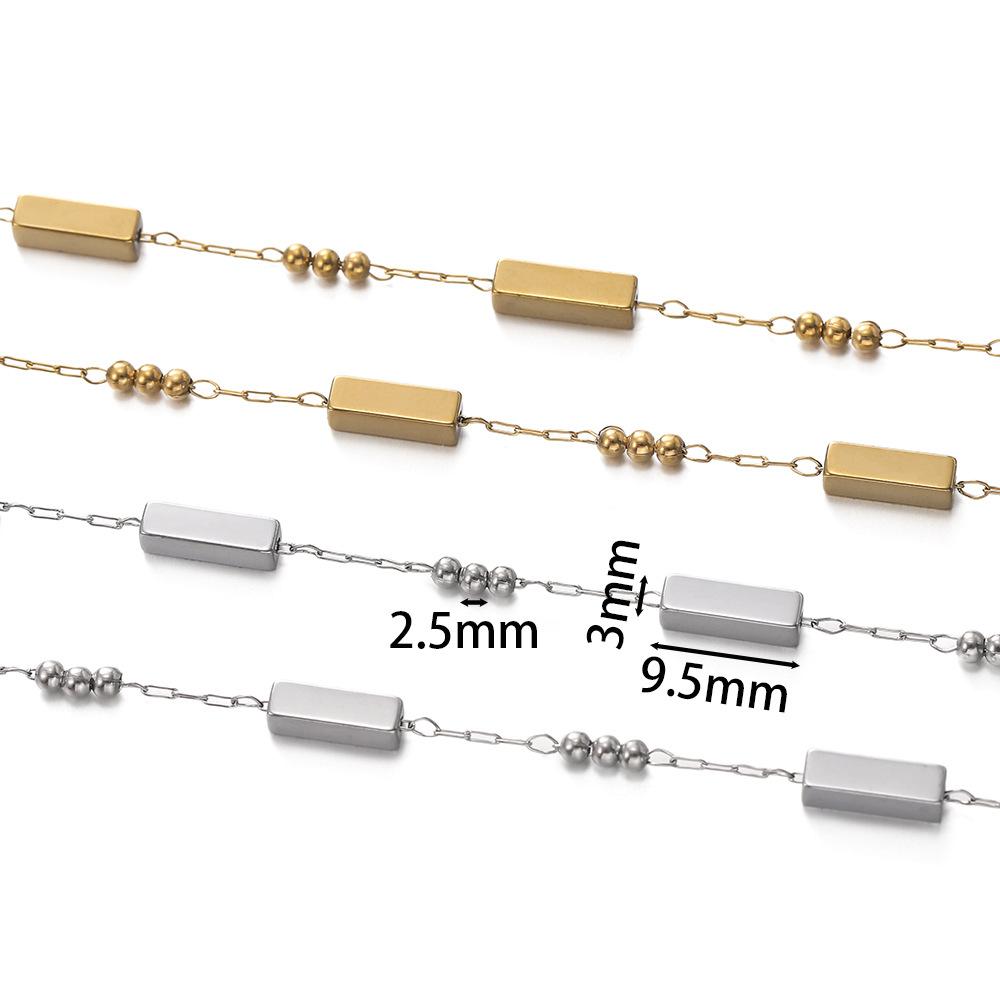 Stainless Steel Square Handmade Chain + Bead Collarbone Chain Handmade DIY Bracelet Necklace Earrings Accessories