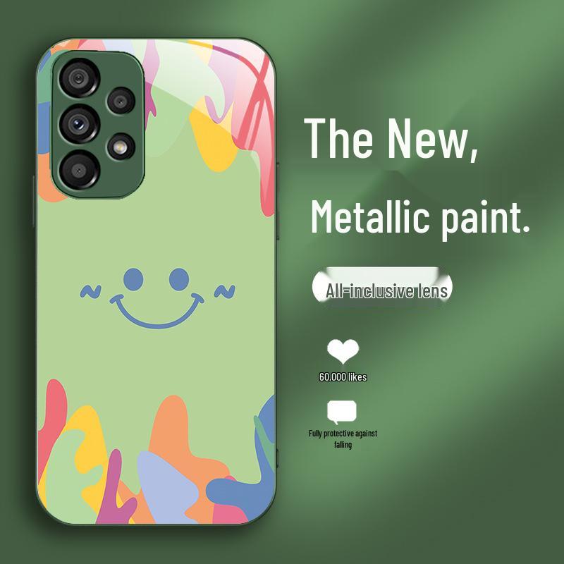 

Чехол из жидкого стекла с цветной радужной улыбкой | Совместим с Samsung S9, S10, S22pro, S30 | Универсальная конструкция с защитой от падения Samsung S25