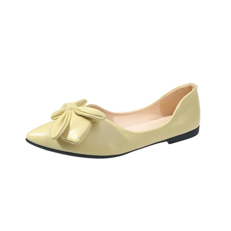 

Весенние новые женские туфли на плоской подошве, одинарные туфли с бантом, повседневные туфли Дуду на одном педале, одинарные туфли, женская обувь, партия 40 жёлтый