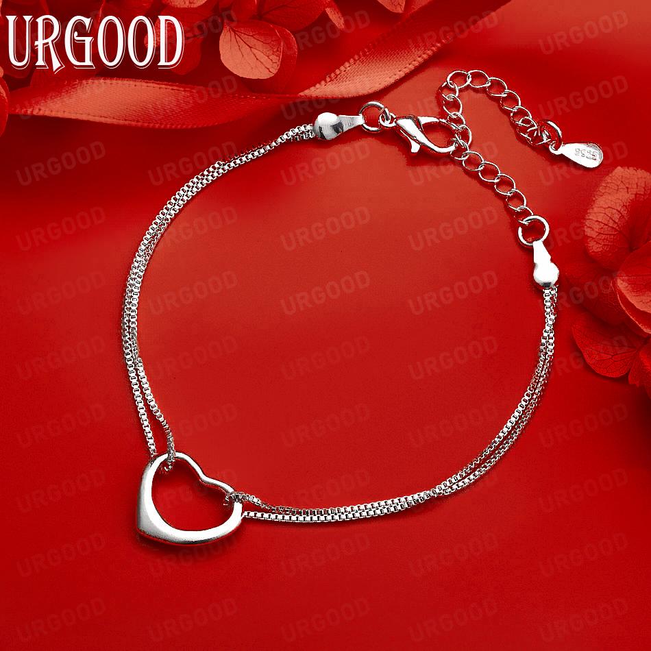 925 Sterling Silver Elegant Side Chain Tassel Bracelet Gift Jewelry 20CM