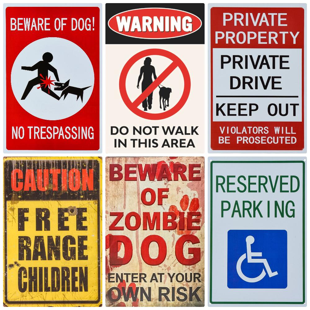 Smile Beware of Dog Tin Sign, Warning Video Poster, No Parking, Wall Art Poster, Pub Public Area Painting, Home Decor, WY104