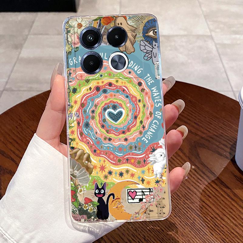 Jelly Casing For Infinix Note 40 5G X6851 X6852 Fundas Capa Clear Silicone Soft TPU Back Cover Cute Cat Rabbit Heart Phone Case