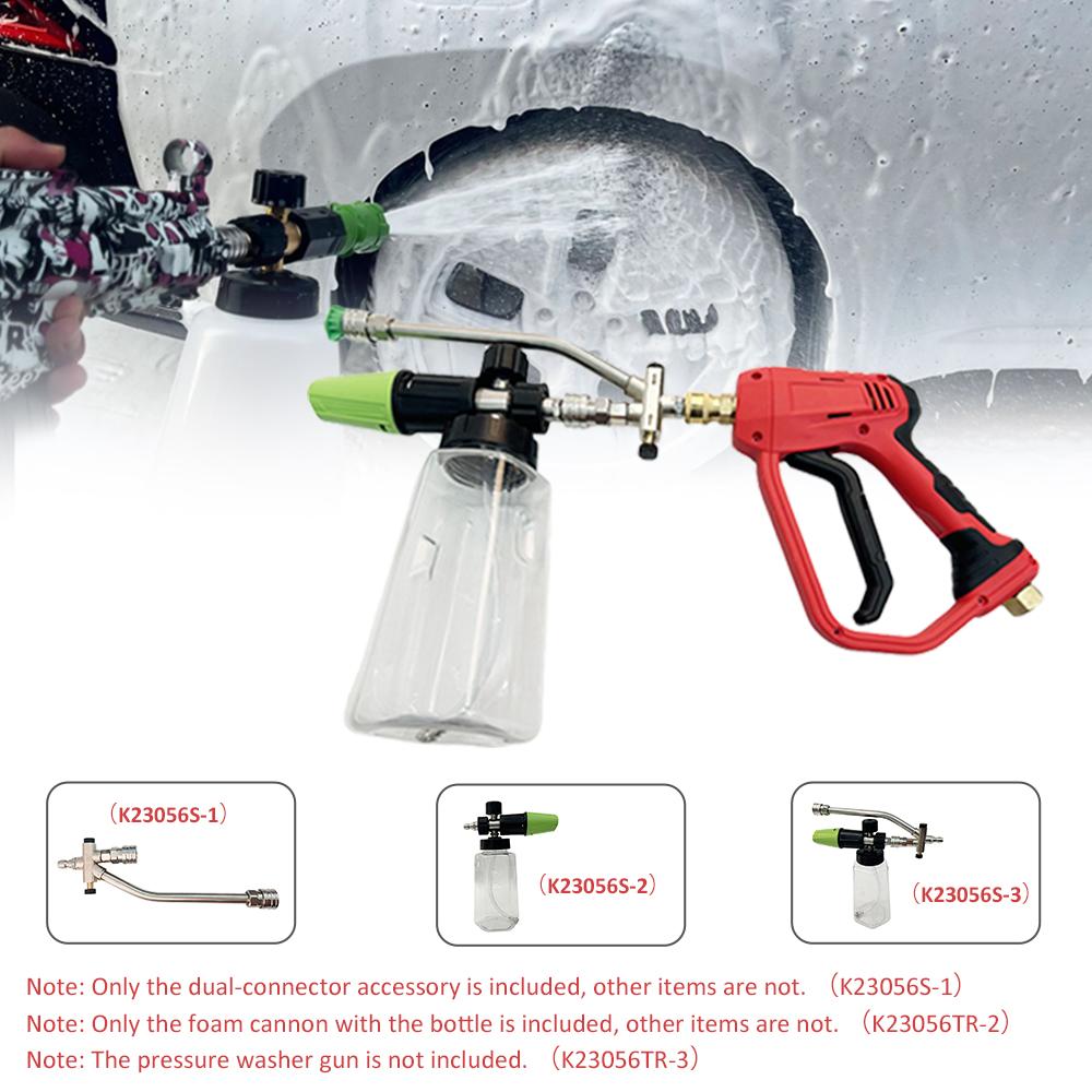 Foam Cannon for Pressure Washer with Dual-Connector Tool, Car Foam with 1/4'' Quick Connect 1L Transparent Bottle
