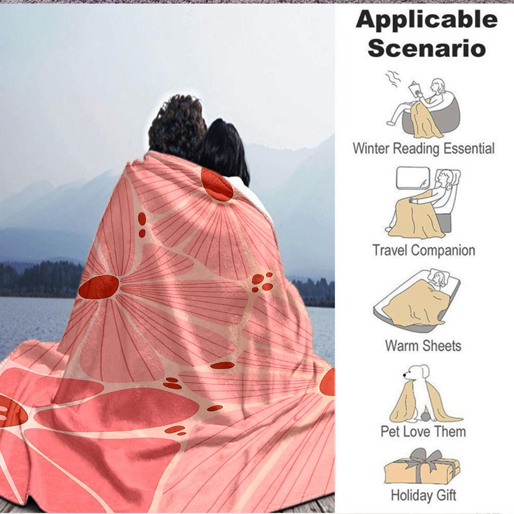 1pc Floral Pattern Lightweight Flannel Blanket, Comfortable and Warm Blanket, for Office and Camping Sofa Bed, Livingroom179