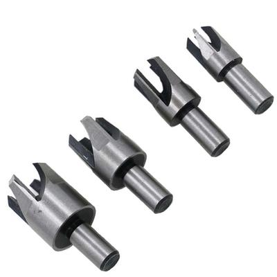 4 Pcs Carpentry Wood Plug Cutter Straight & Tapered  Type Drill Bit Sets