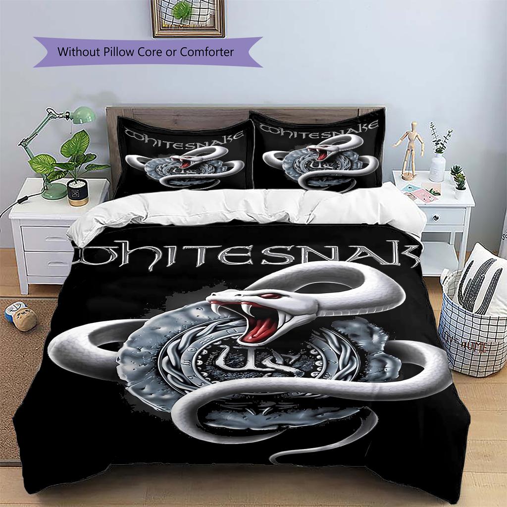 Whitesnake Pattern Bedding,Quilt Set Quilt Cover Pillowcase Home Birthday Gift (1 * Duvet Cover + 2 * Pillowcase, Without Core)