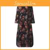 Damen Vintage Lässiges Blumenmuster Lockerers Kleid Kaftan Langes Maxishirt Mit Zeitlosem Design