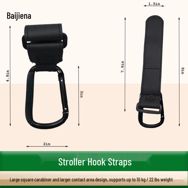 Universal Multifunctional Leather Stroller Hook with Magic Sticker - Fits Baby Strollers, Bicycles, and Electric Cars