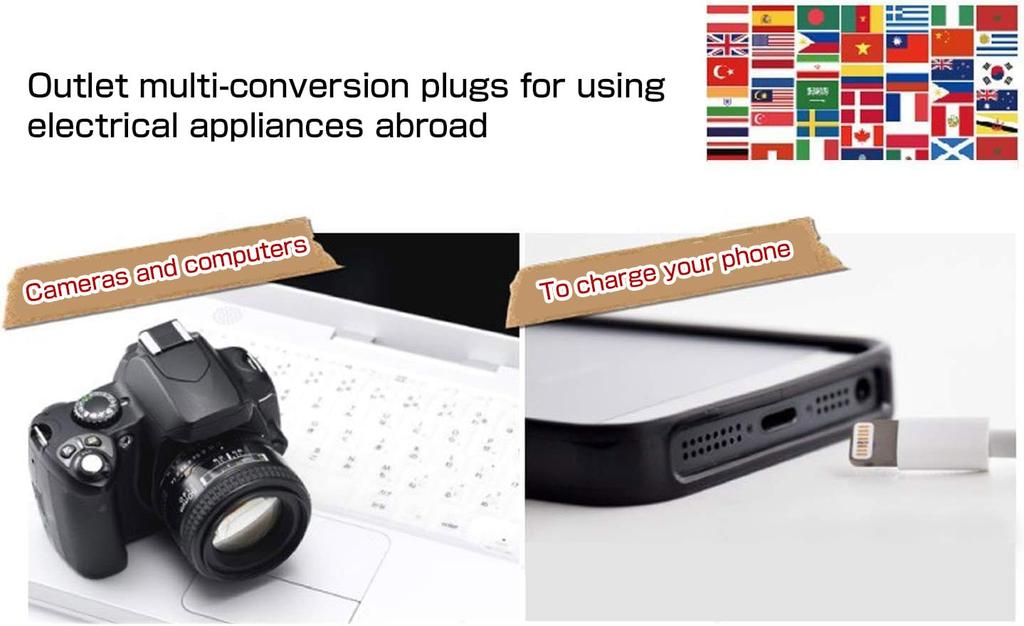 Logic Overseas Conversion Plug Outlet PLUS Compatible with 150 Countries Plug with Storage Case Compatible with Europe America Australia South Korea