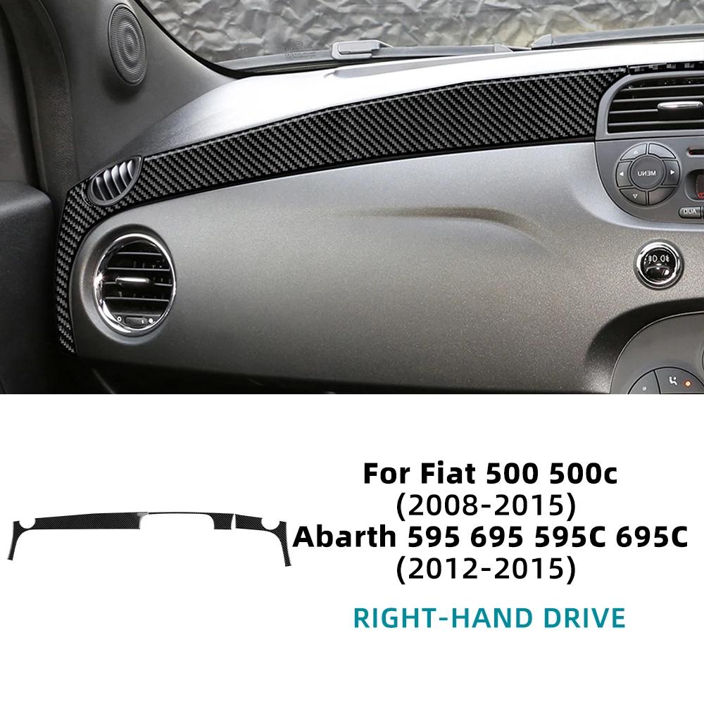 Real Soft Carbon Fiber Car trument Strip Sticker For Abarth 595 695 595C 695C 2012 2013 2014 2015 For Fiat 500 500C 2008-2015