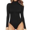 Women's Mock Printing Fashion Turtle Neck Tops Long Sleeve Bodysuit Jumpsuit
