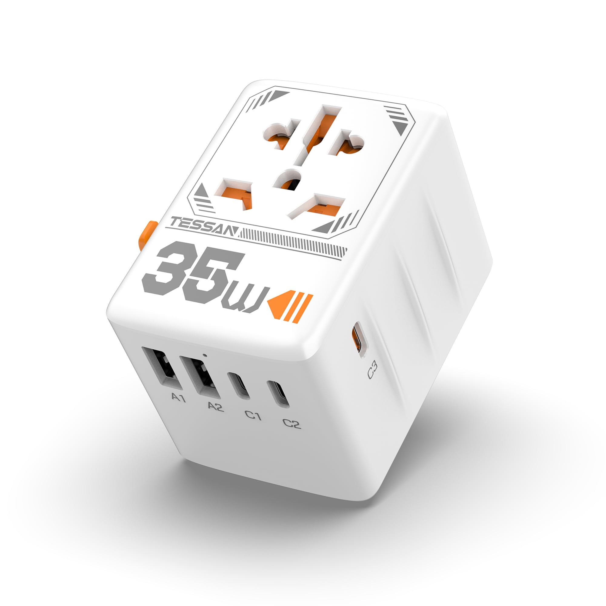 

Overseas Conversion Plug TESSAN Overseas Outlet Conversion Plug Conversion Plug for Overseas Trips Worldwide Compatible PD35W Rapid Charging Outlet