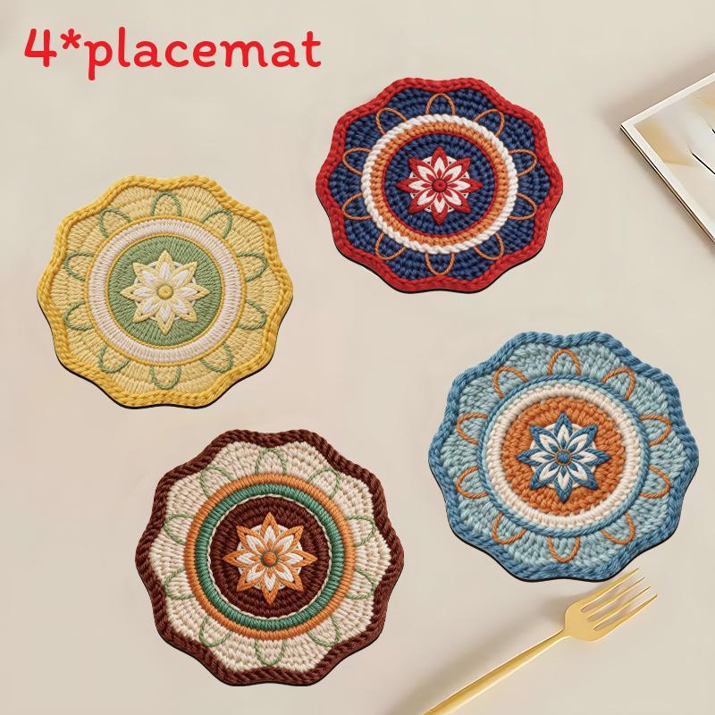 Bohemia Mandala Table Mat With 3d Textured Rubber Heat Resistant Non Slip For Dining Decor