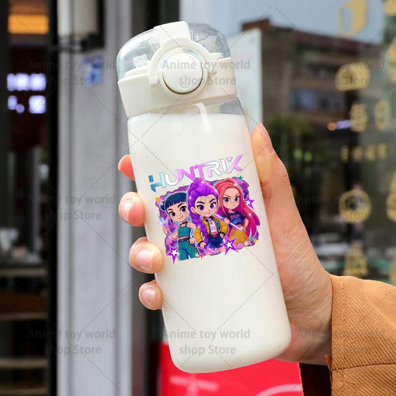 KPop Demon Hunters Sports Transparent Water Bottle Portable Gym Travel Clear Leakproof Drinking Frosted 400ml Play Entertaining Safe Kid Friendly Fun