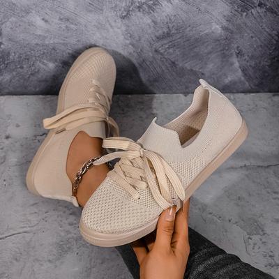 Mode Damen Mesh Atmungsaktive Flache Freizeitschuhe Schnürschuhe Bequeme Slipper Damen Plateau Leichte Sneakers Größe 36-42 Tenis Feminino
