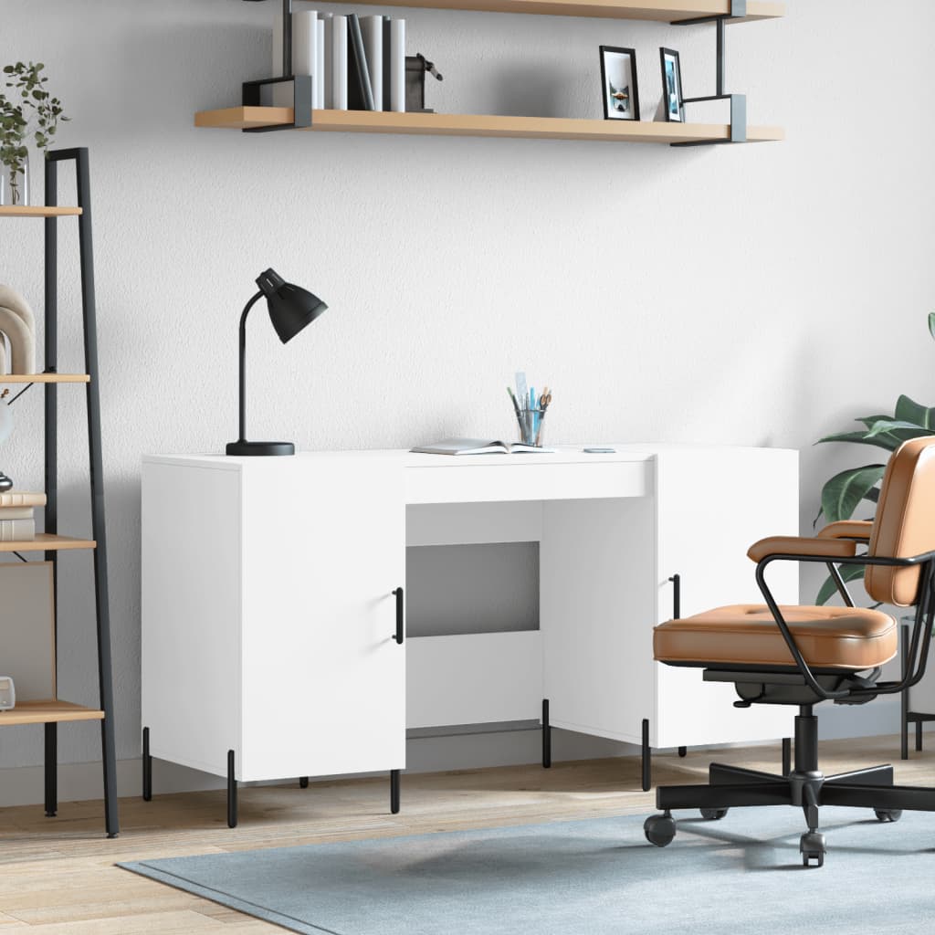 White Desk 140 X 50 X 75 Cm Engineered Wood
