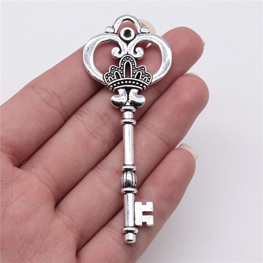 2pcs Charms Key Antique Silver Color Vintage Key Charms Pendant Jewelry Retro Key Charms For Jewelry Making