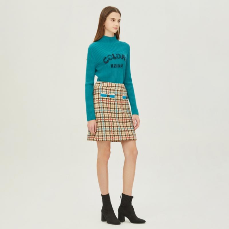  Benetton  Benetton Sylvie Tweed Skirt Bask50261 Bg